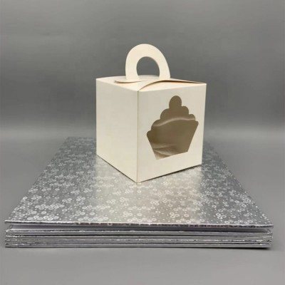 Wholesale High Quality Silver And White Double Grey Board Custom Round Square Cake Board